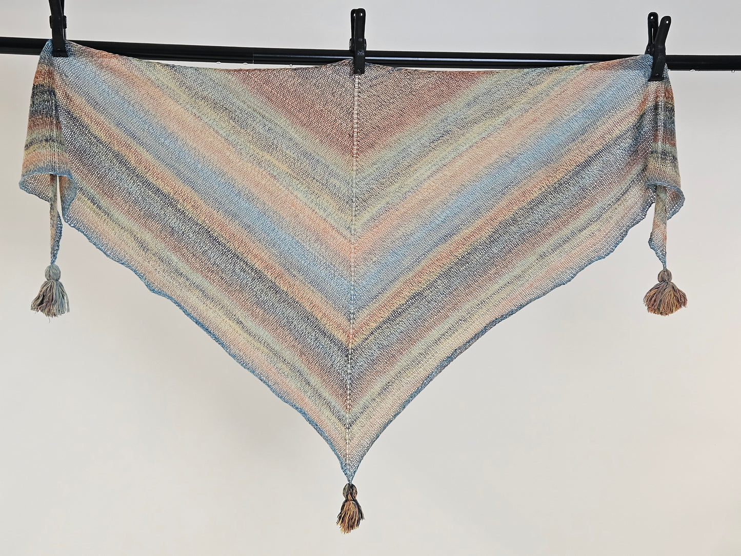 Large Triangle Handknitted Shawl "Spring Sky"