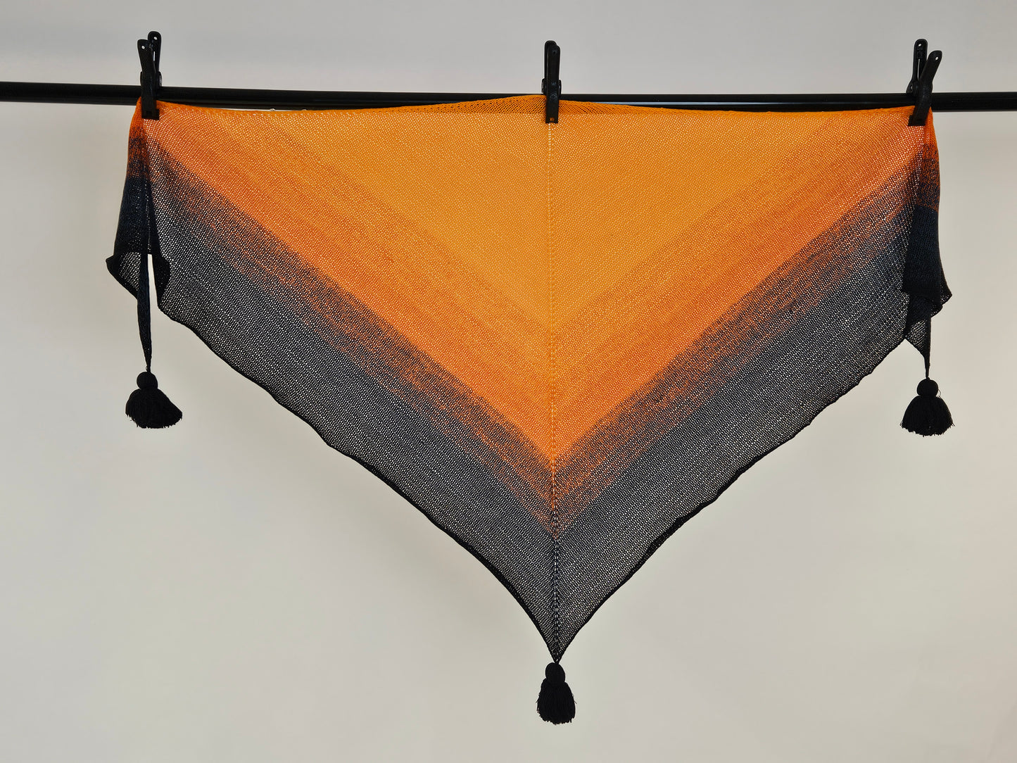 Large triangle handknitted shawl "Embers"