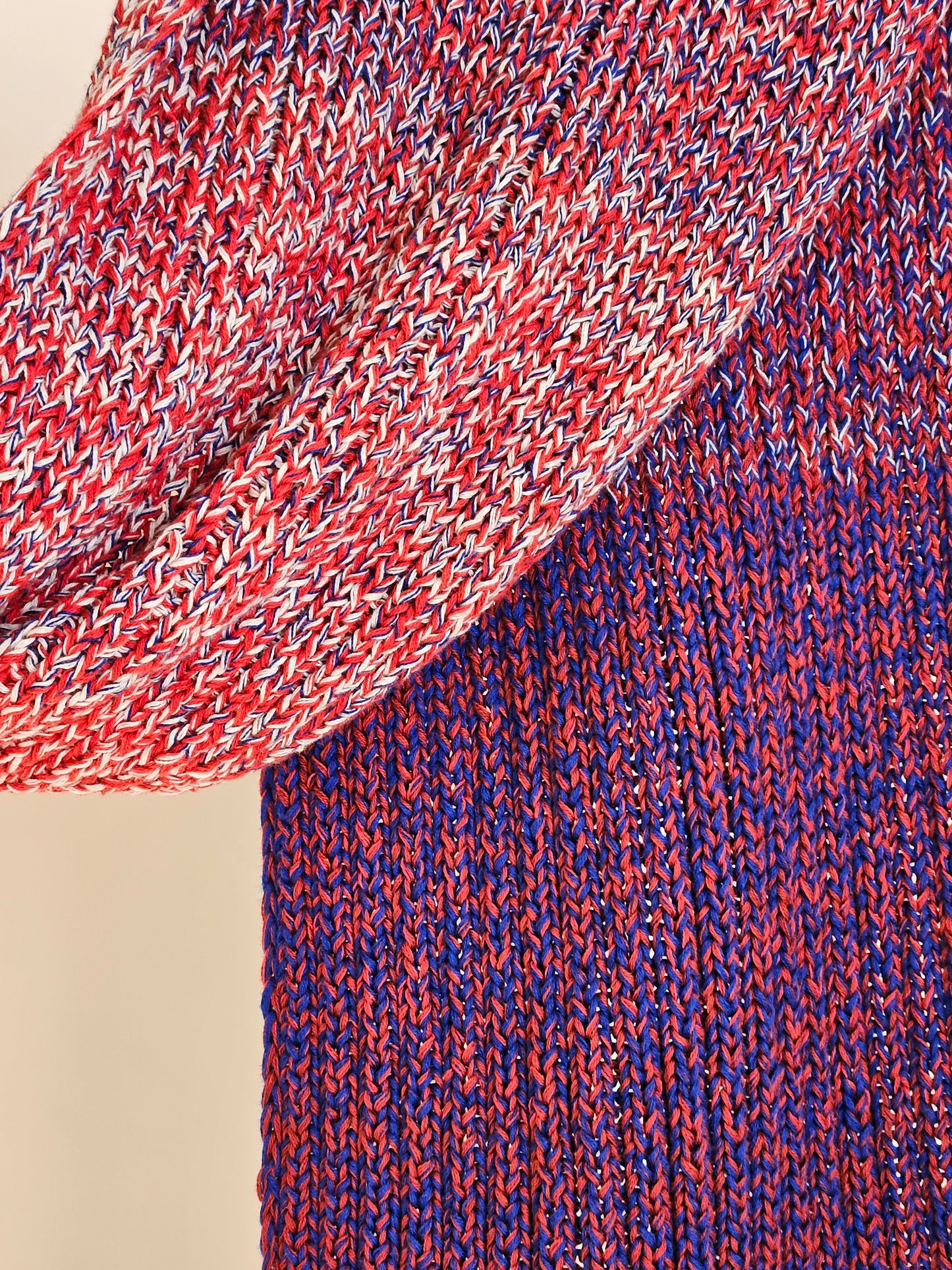 Strawberry and Cornflower Extra long (200cm) handcrafted scarf 100% organic cotton
