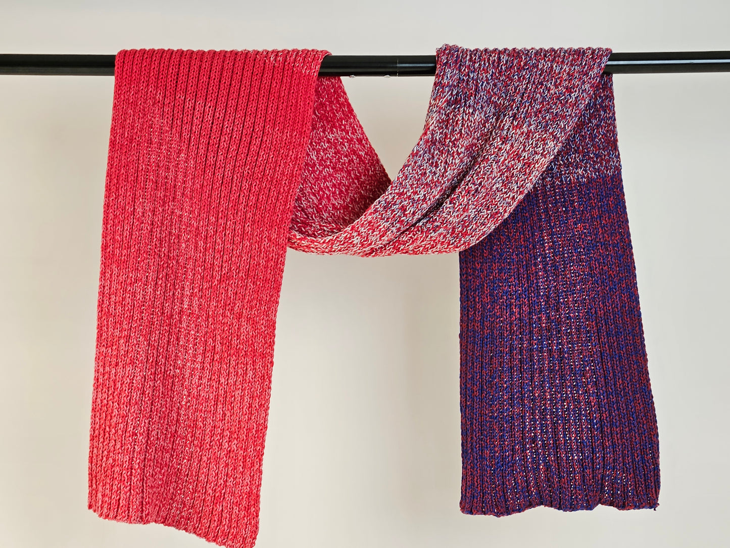 Strawberry and Cornflower Extra long (200cm) handcrafted scarf 100% organic cotton