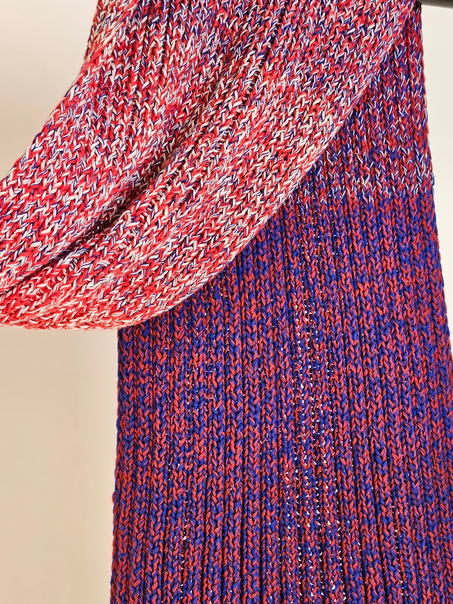 Strawberry and Cornflower Extra long (200cm) handcrafted scarf 100% organic cotton