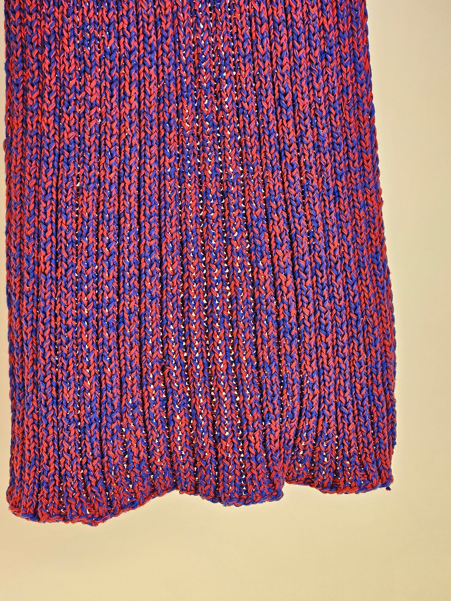 Strawberry and Cornflower Extra long (200cm) handcrafted scarf 100% organic cotton