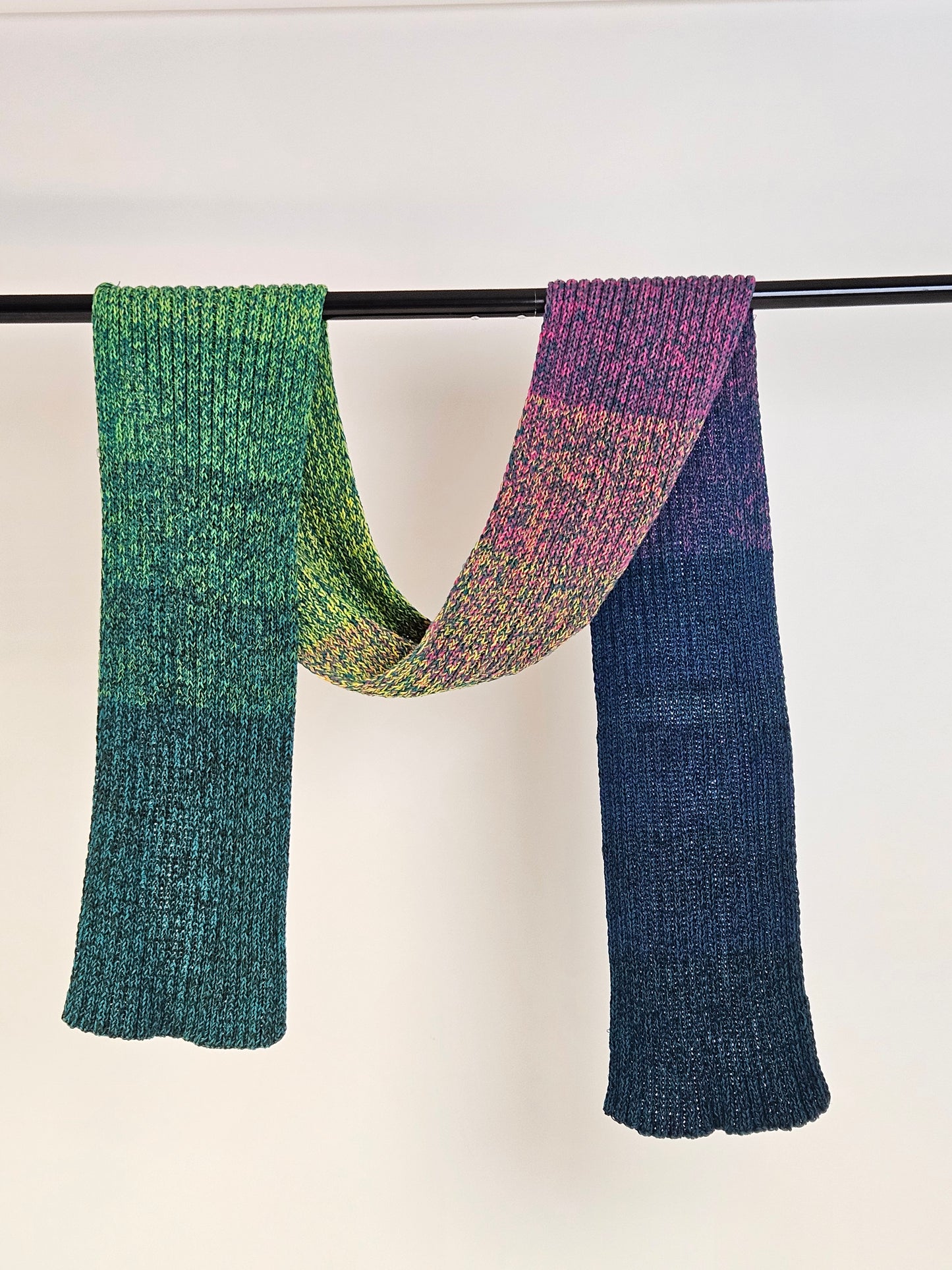 Extra long handcrafted cotton scarf "Northern Lights" 100% organic cotton