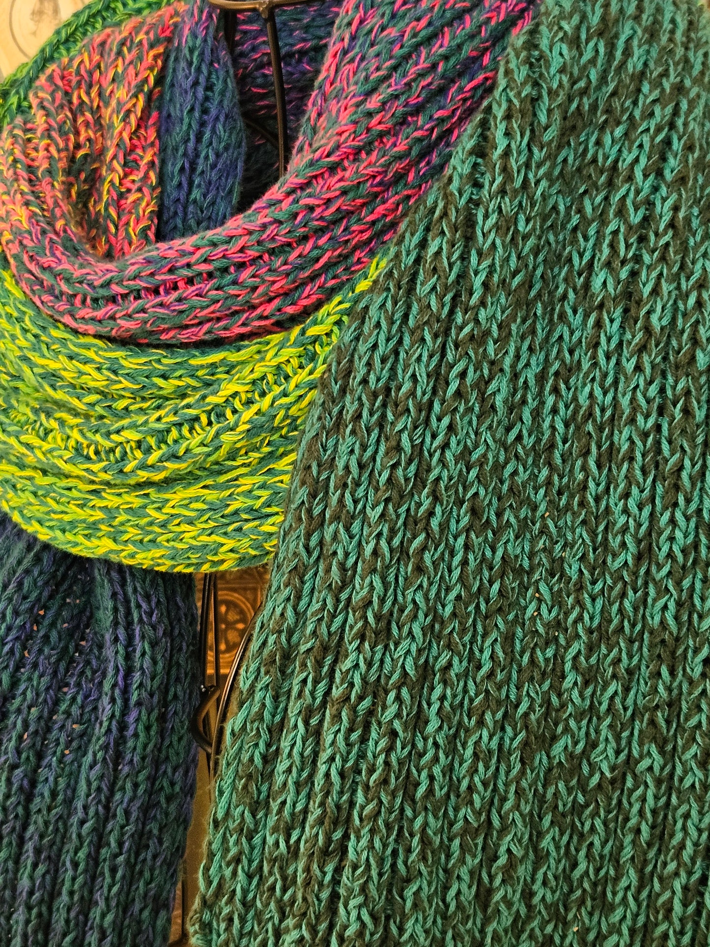 Extra long handcrafted cotton scarf "Northern Lights" 100% organic cotton