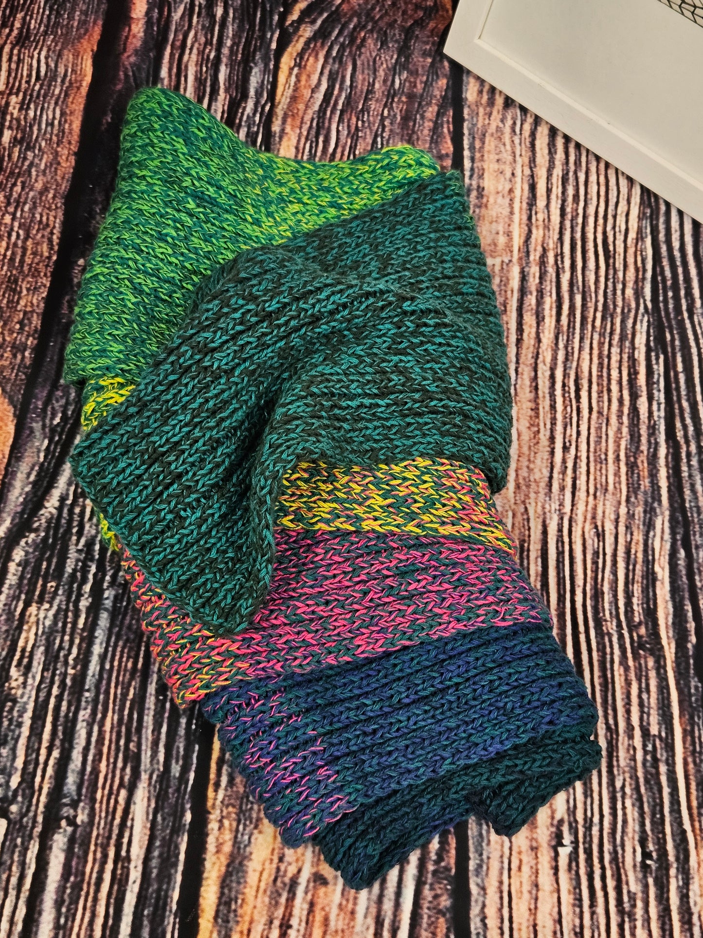 Extra long handcrafted cotton scarf "Northern Lights" 100% organic cotton