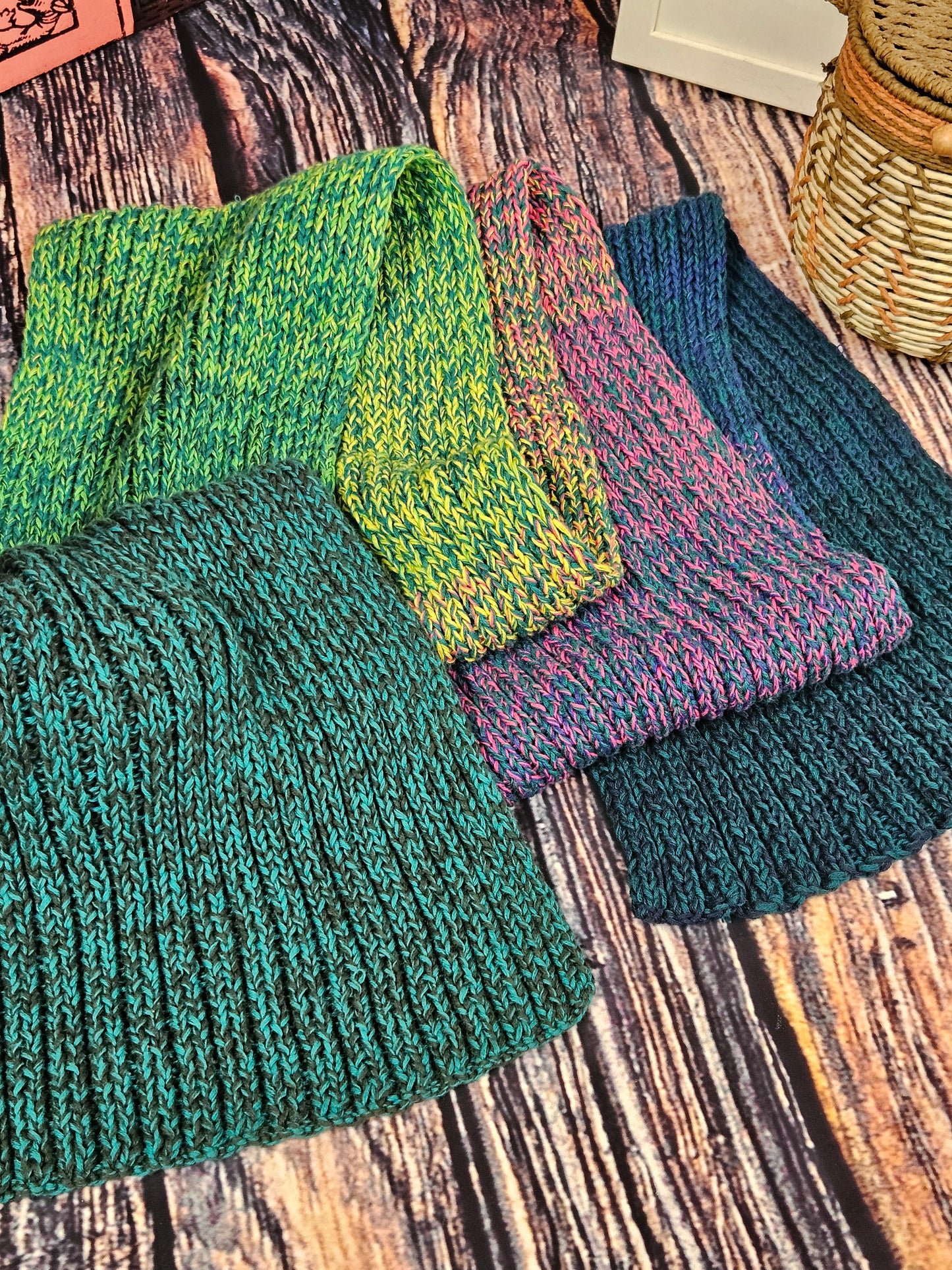 Extra long handcrafted cotton scarf "Northern Lights" 100% organic cotton
