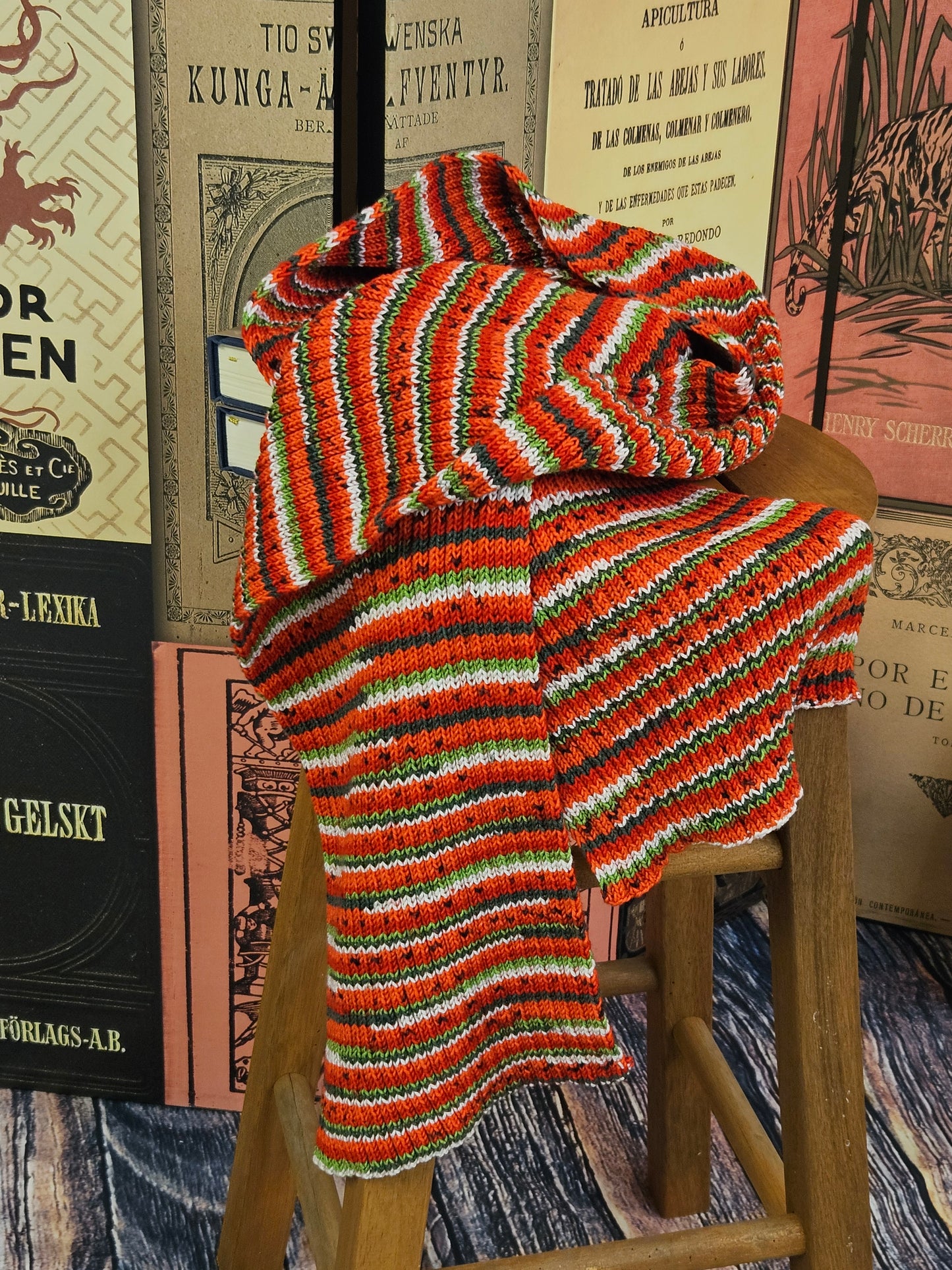 Long Hypoallergenic handcrafted acrilic scarf "Watermelon"