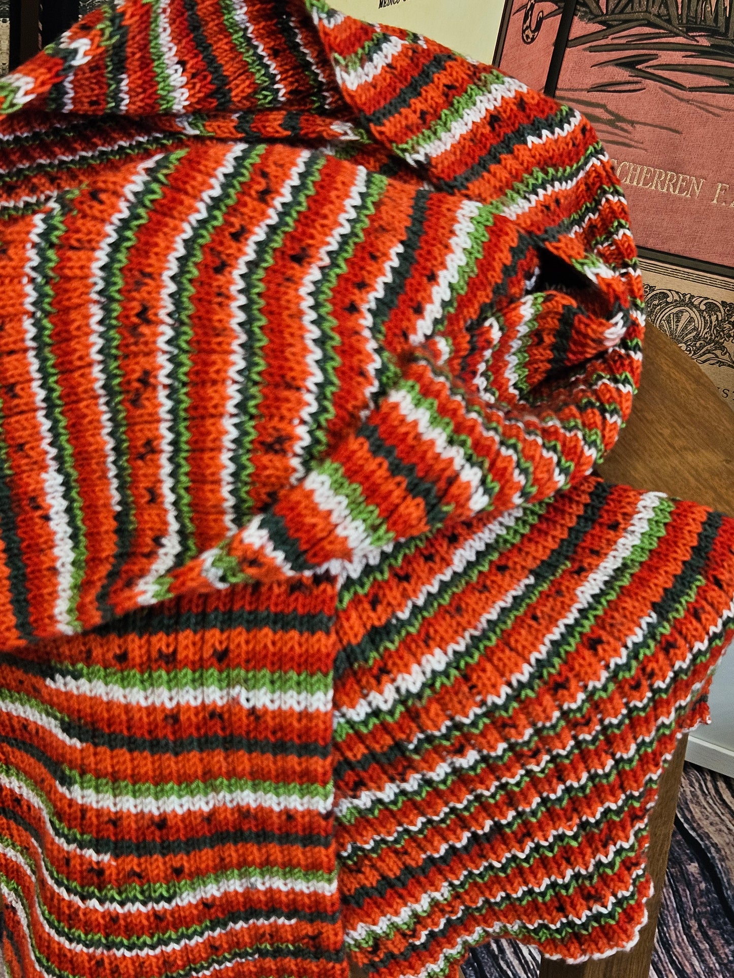 Long Hypoallergenic handcrafted acrilic scarf "Watermelon"