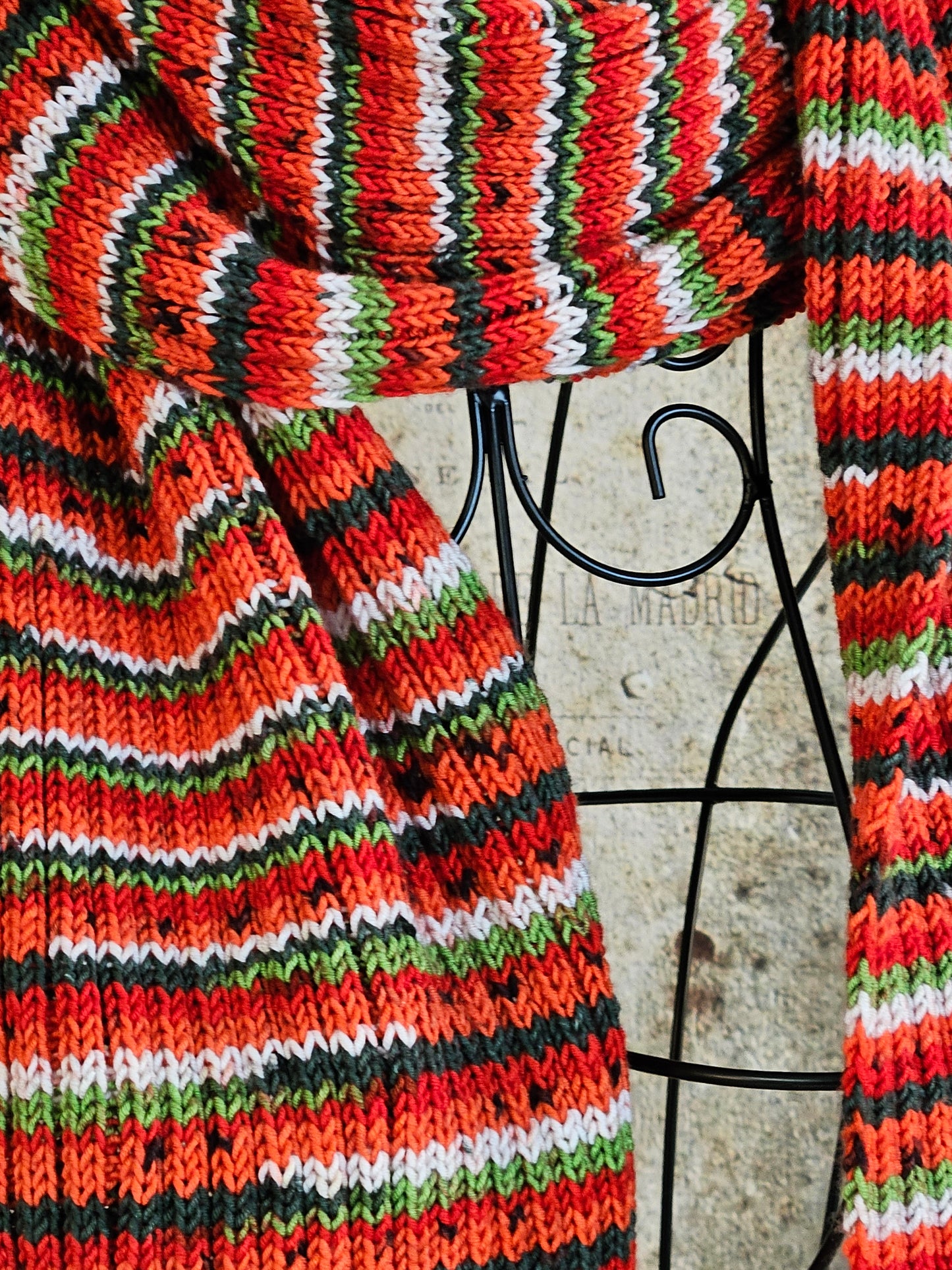 Long Hypoallergenic handcrafted acrilic scarf "Watermelon"