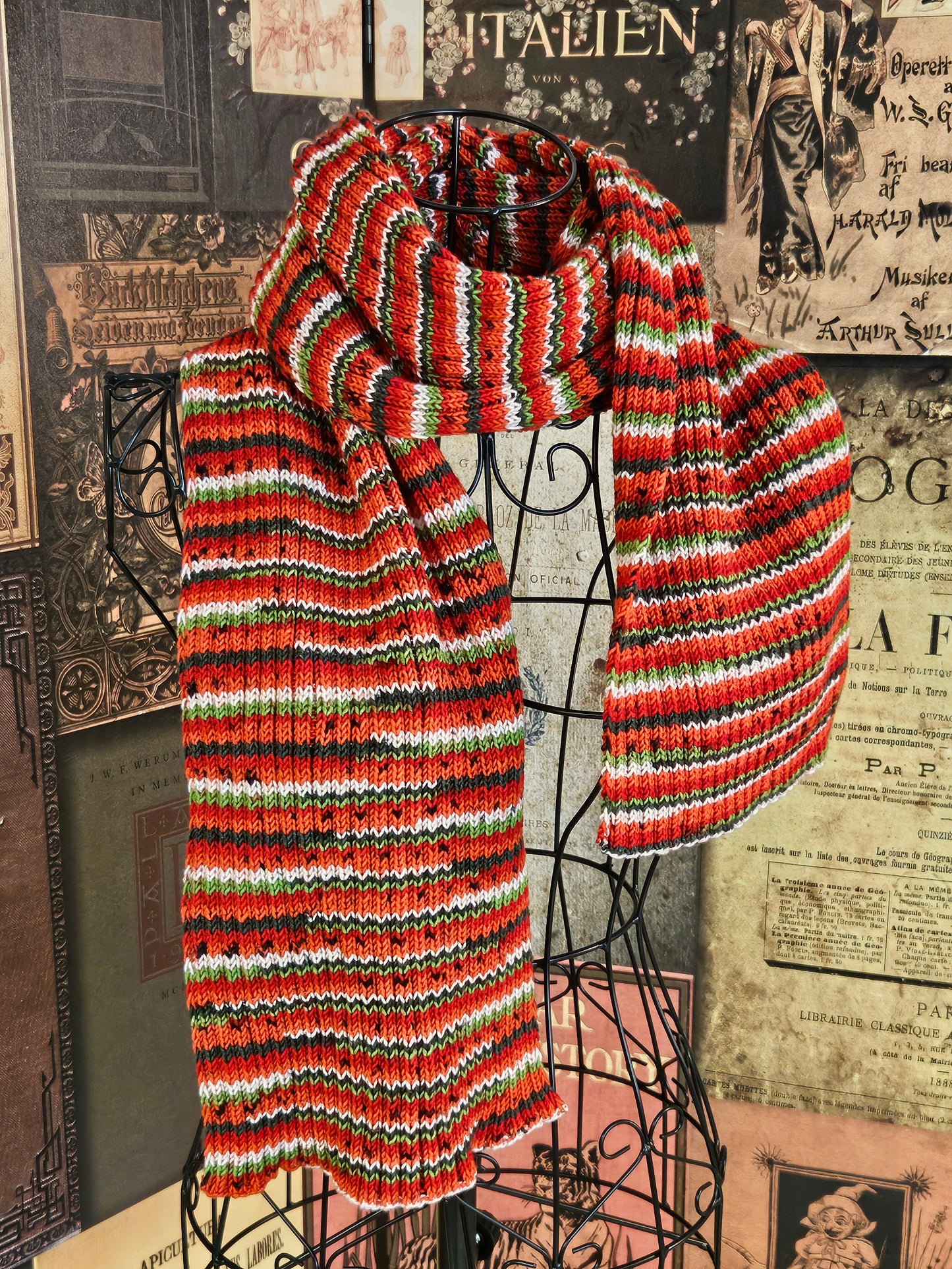 Long Hypoallergenic handcrafted acrilic scarf "Watermelon"