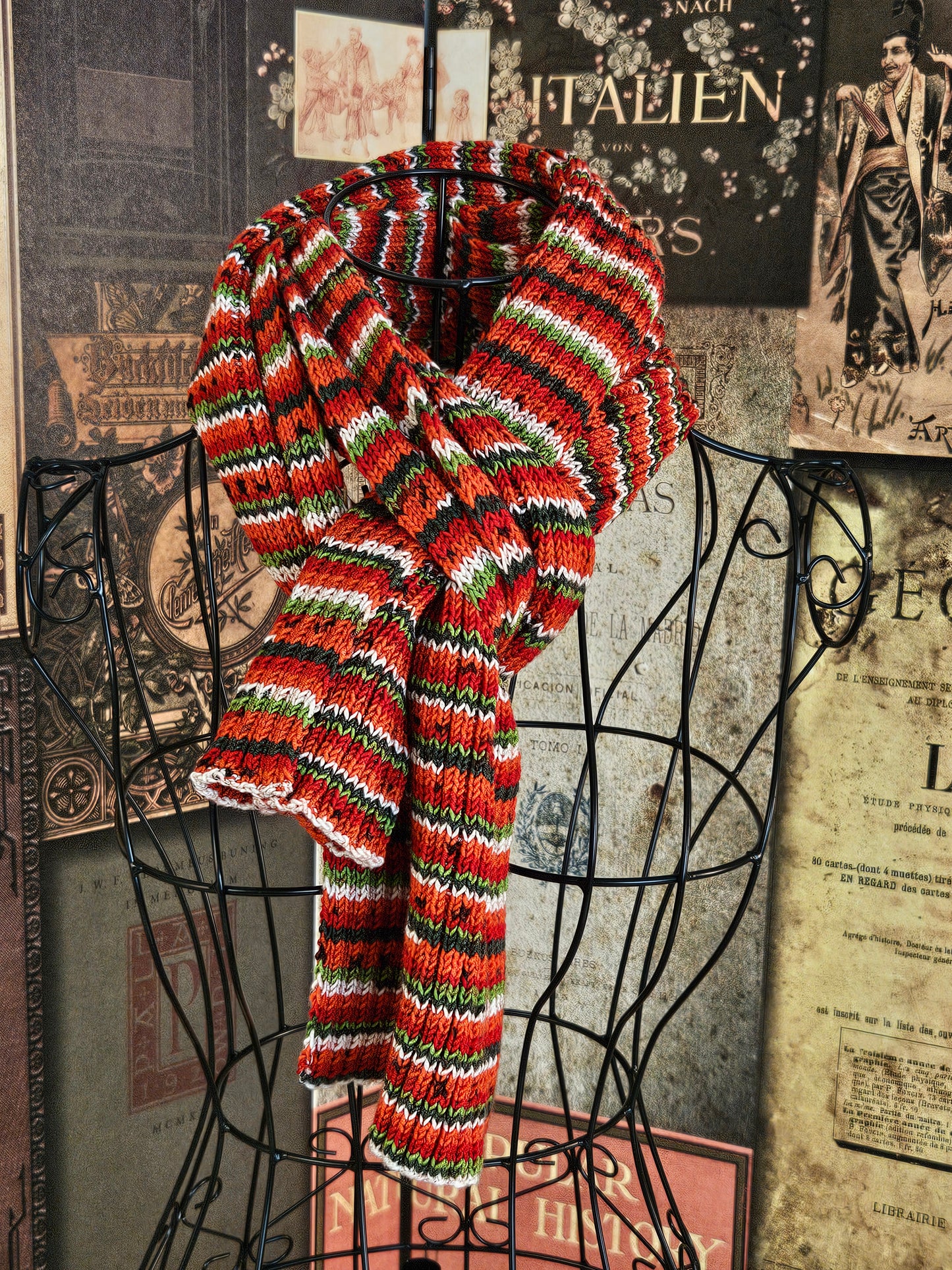 Long Hypoallergenic handcrafted acrilic scarf "Watermelon"