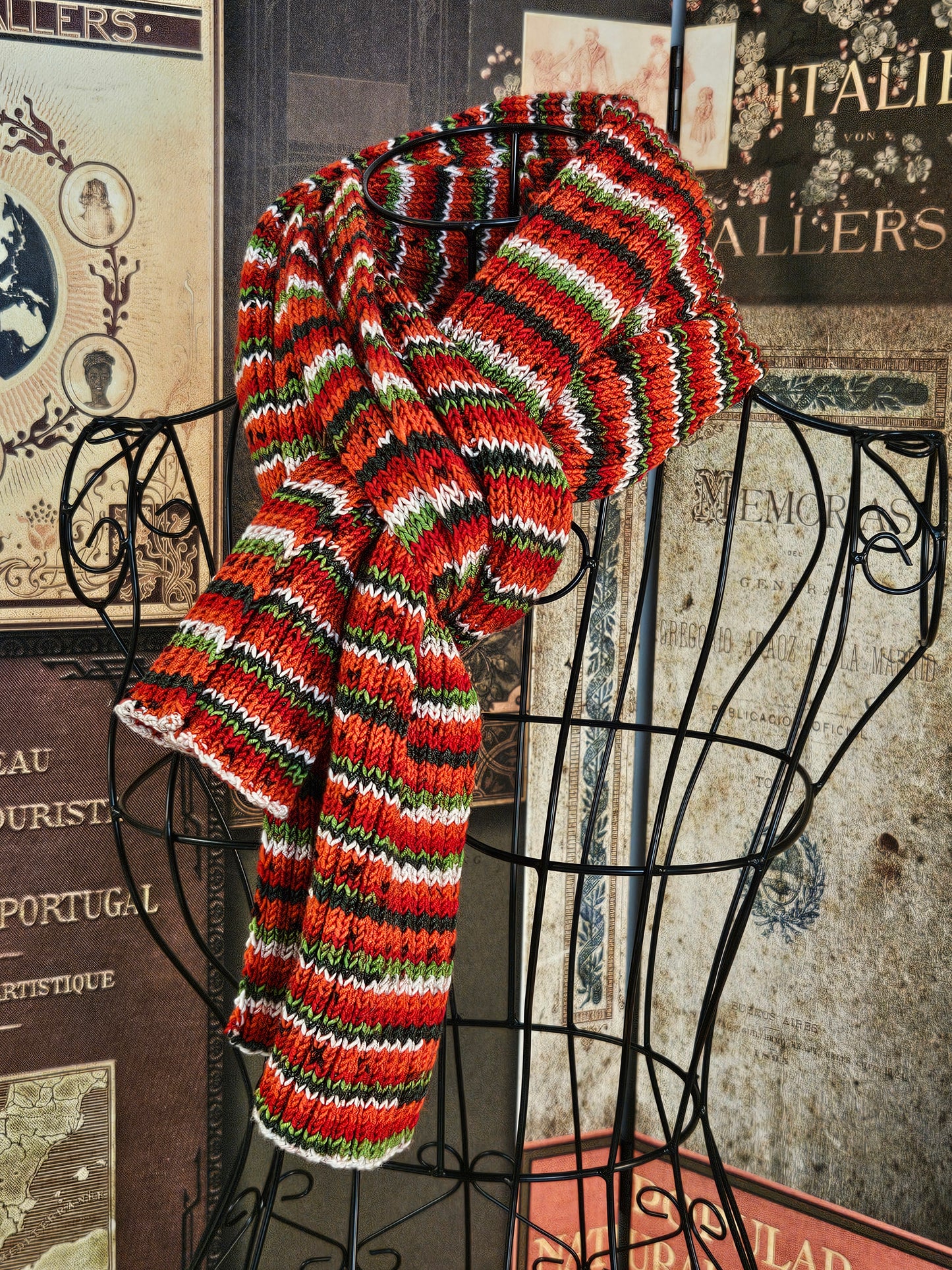 Long Hypoallergenic handcrafted acrilic scarf "Watermelon"