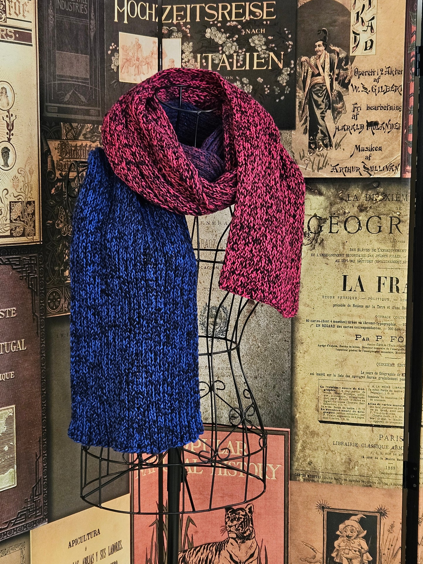 Extra long handcrafted cotton scarf "Duality" 100% organic cotton