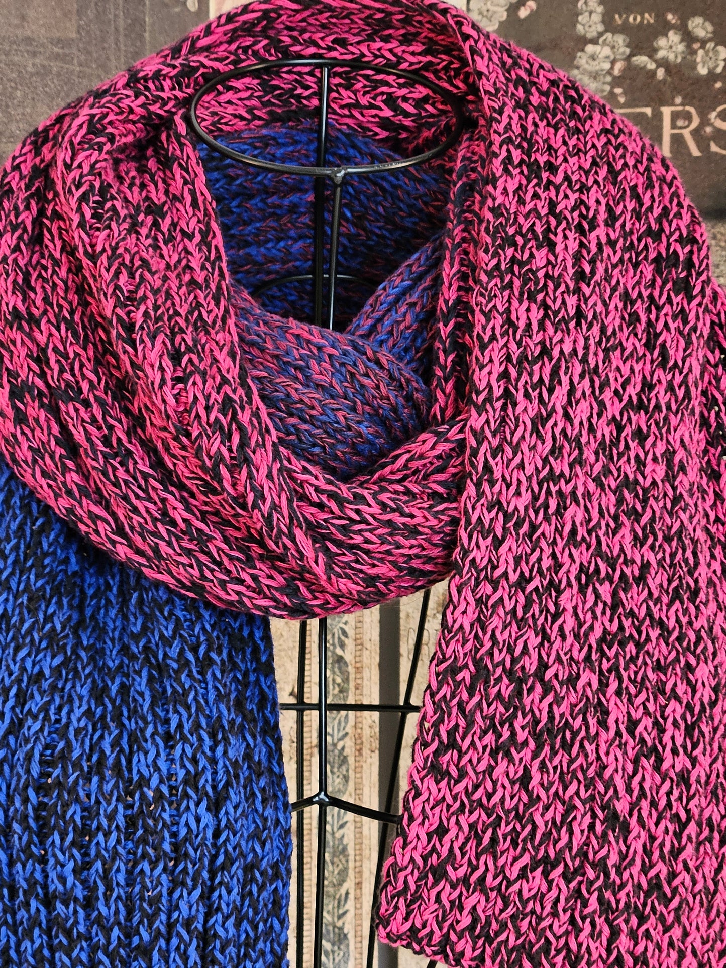 Extra long handcrafted cotton scarf "Duality" 100% organic cotton
