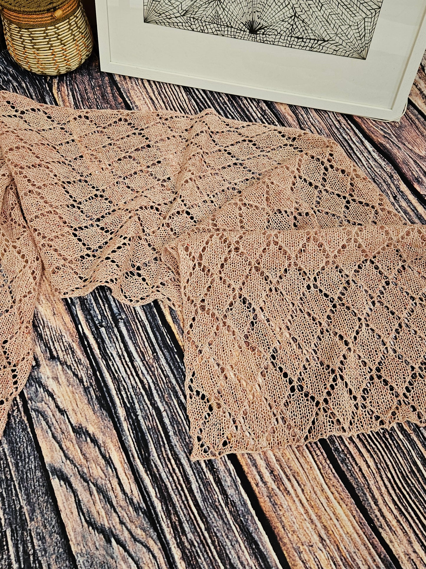 Long Lacy handcrafted cotton scarf "First Blush" 100% organic cotton