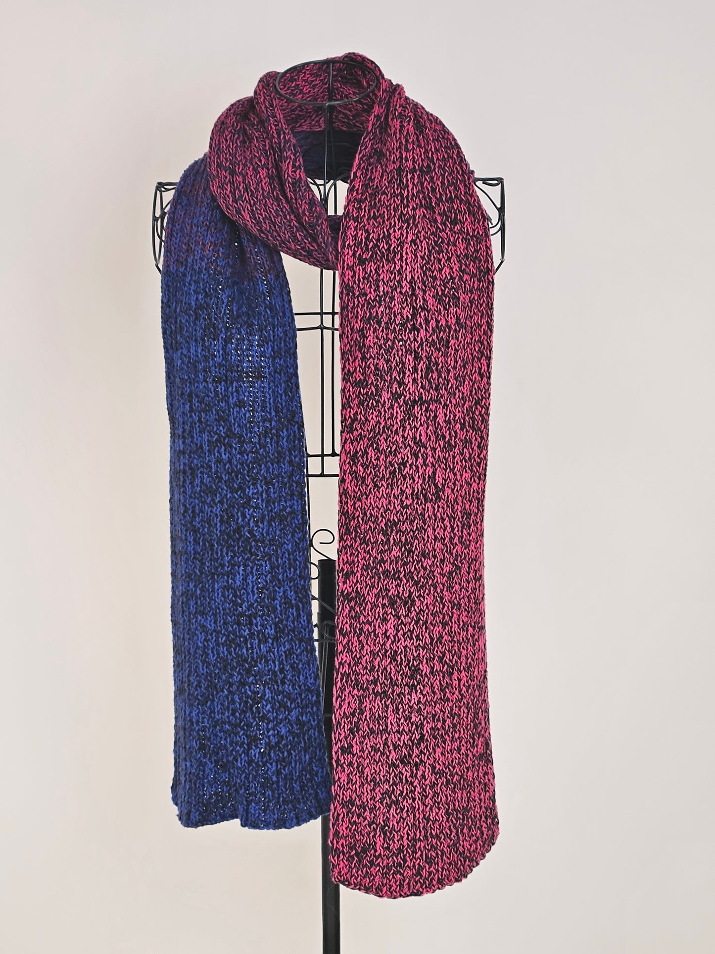 Extra long handcrafted cotton scarf "Duality" 100% organic cotton