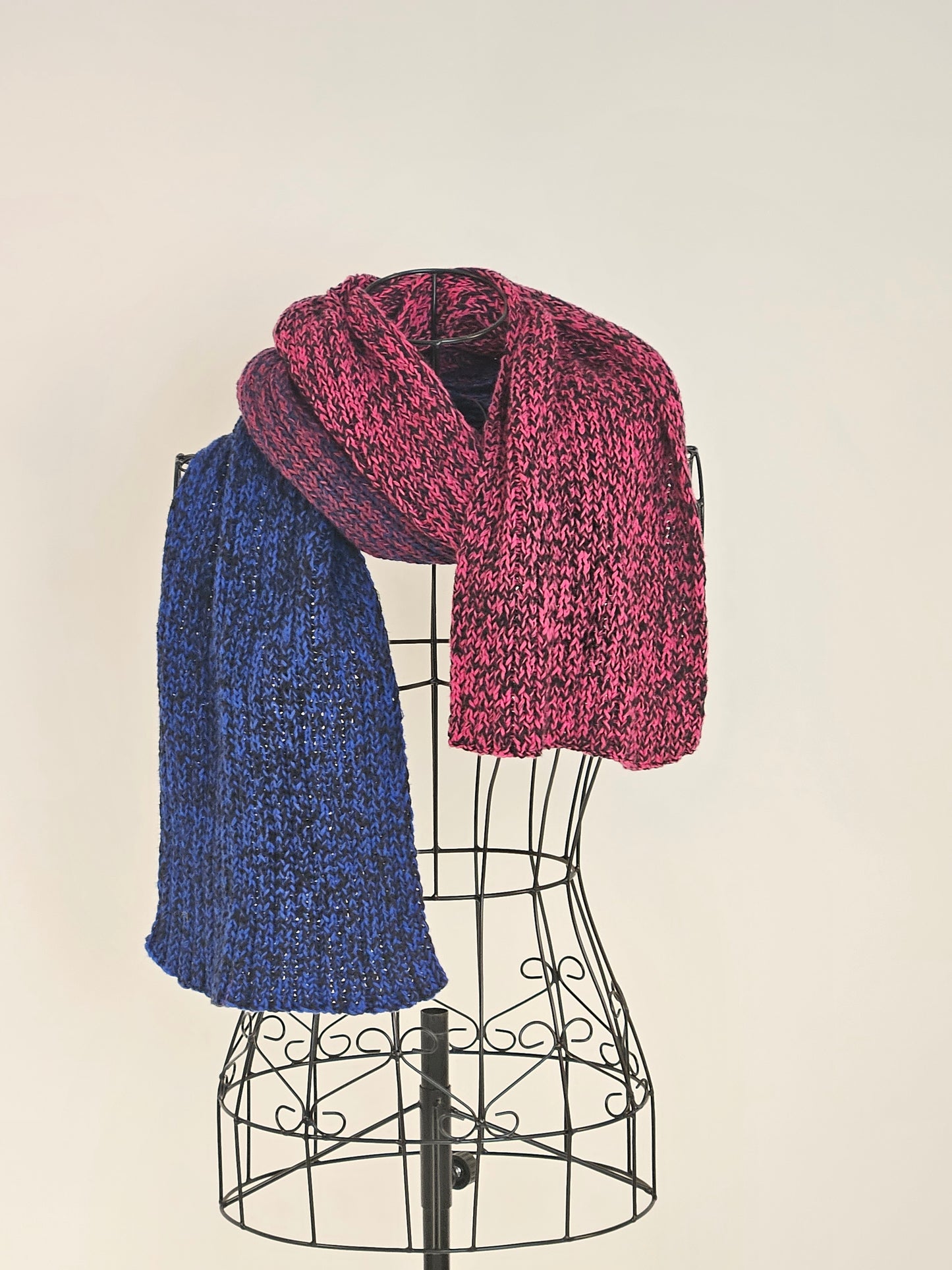 Extra long handcrafted cotton scarf "Duality" 100% organic cotton