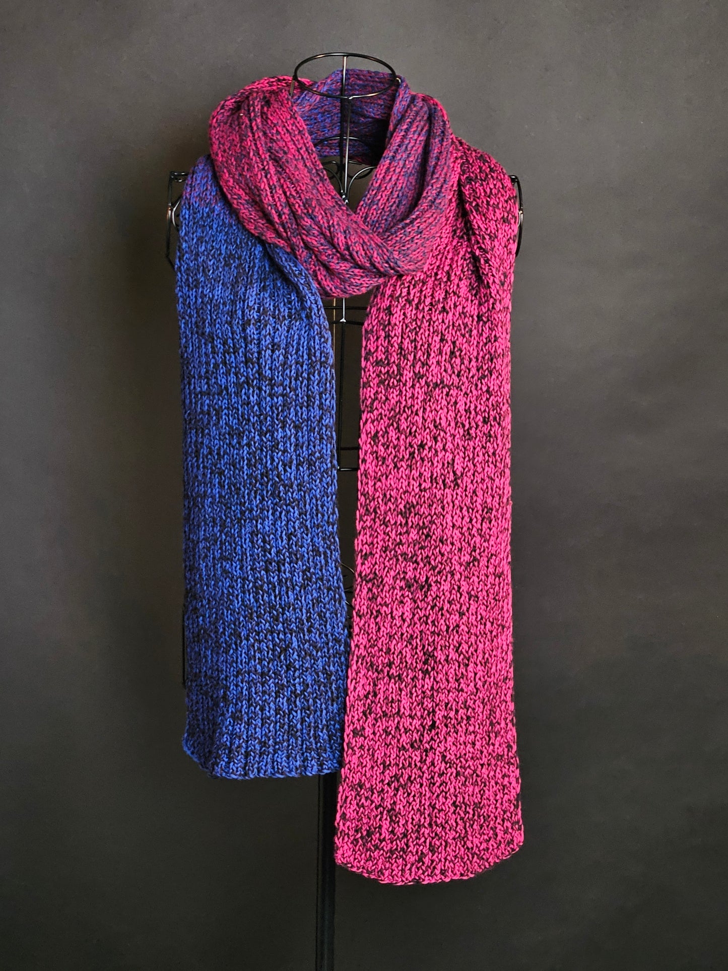 Extra long handcrafted cotton scarf "Duality" 100% organic cotton