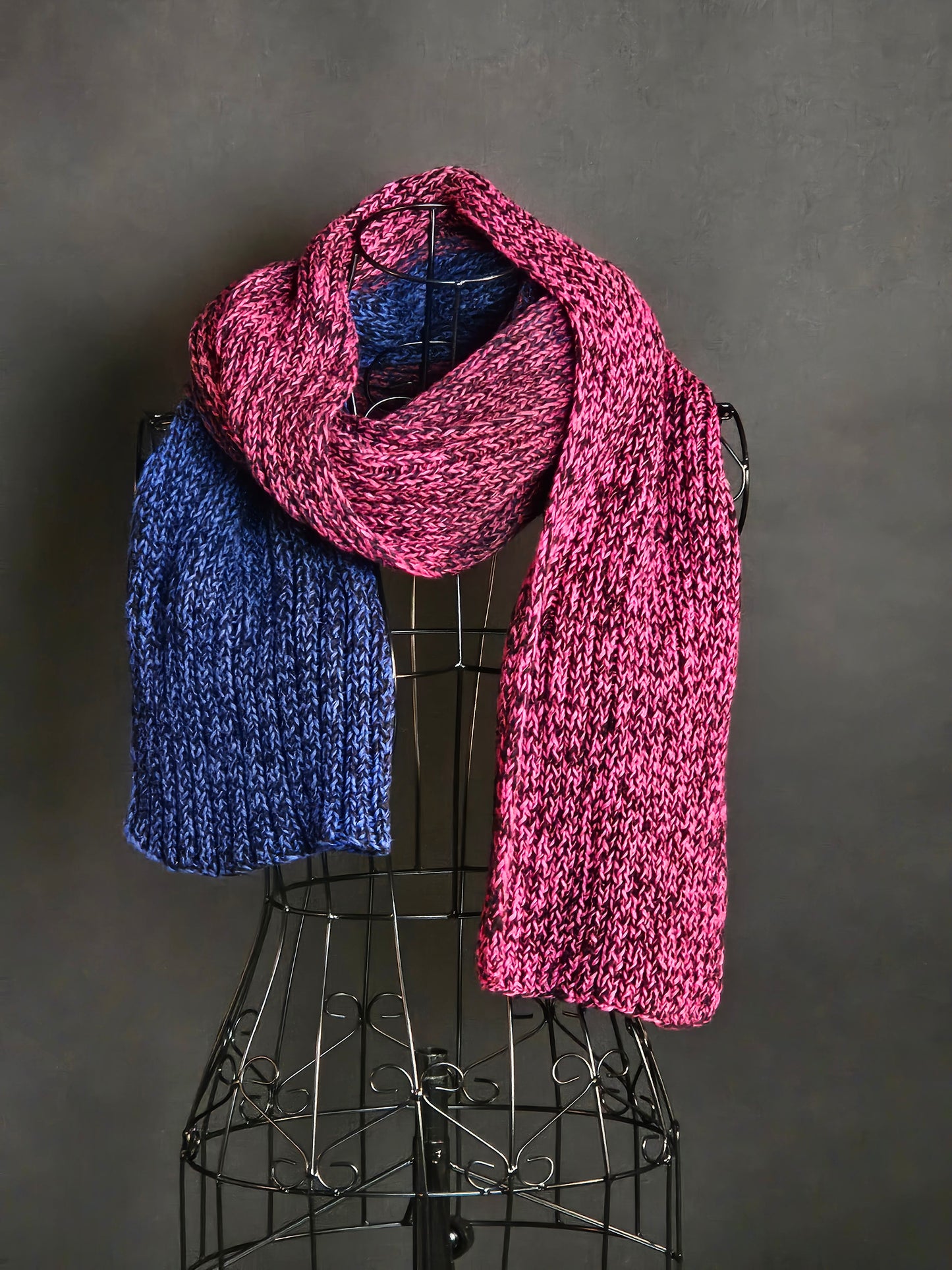 Extra long handcrafted cotton scarf "Duality" 100% organic cotton