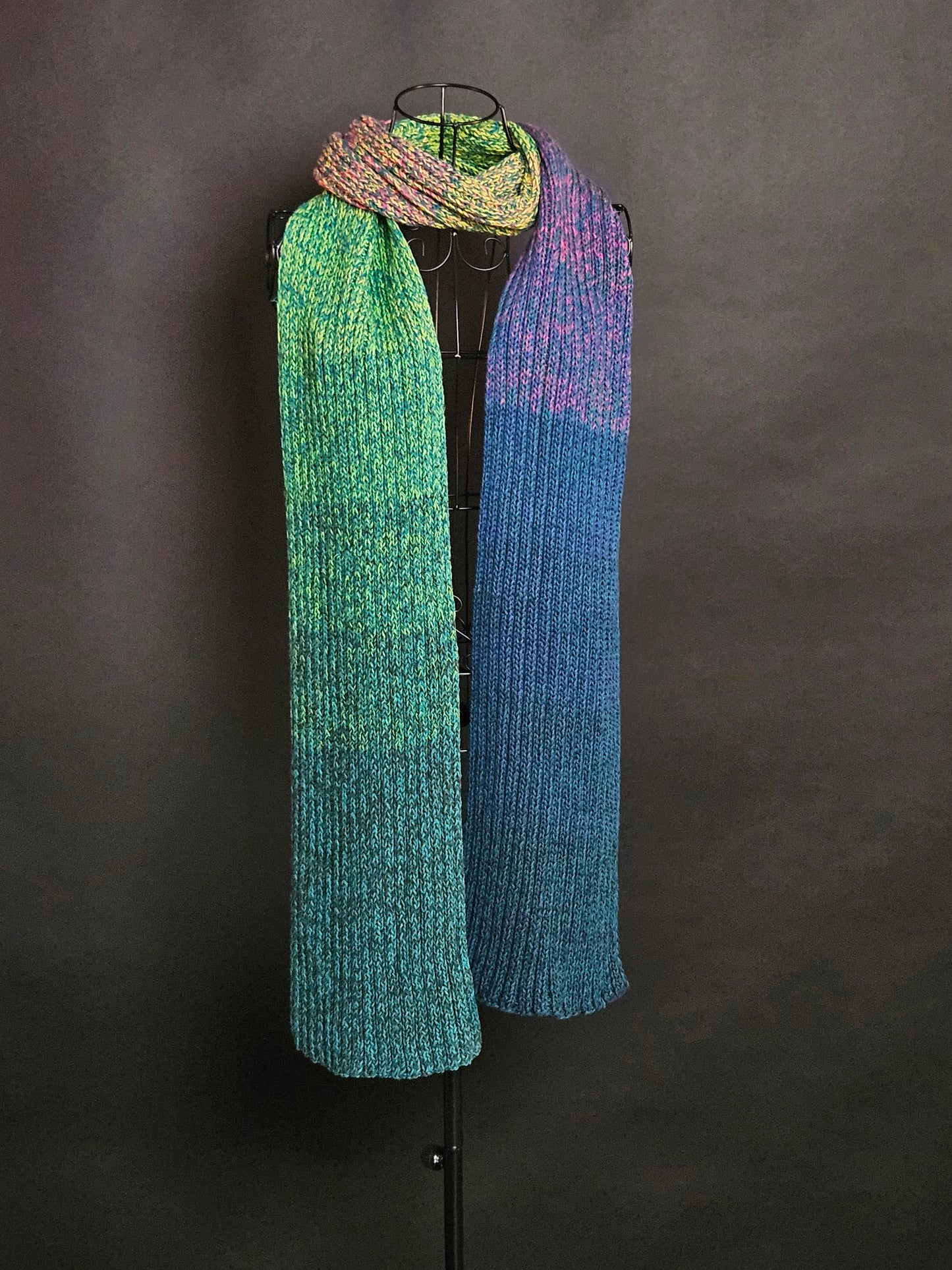 Extra long handcrafted cotton scarf "Northern Lights" 100% organic cotton