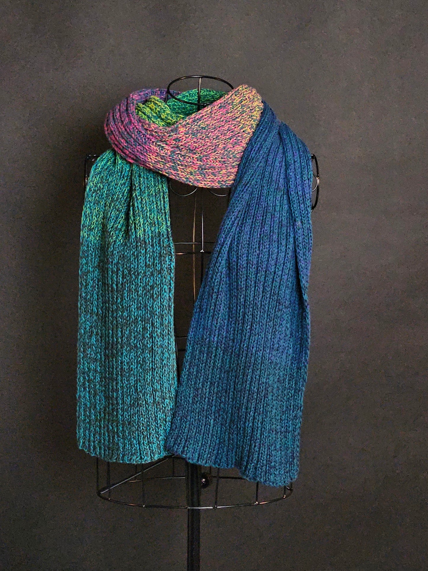 Extra long handcrafted cotton scarf "Northern Lights" 100% organic cotton