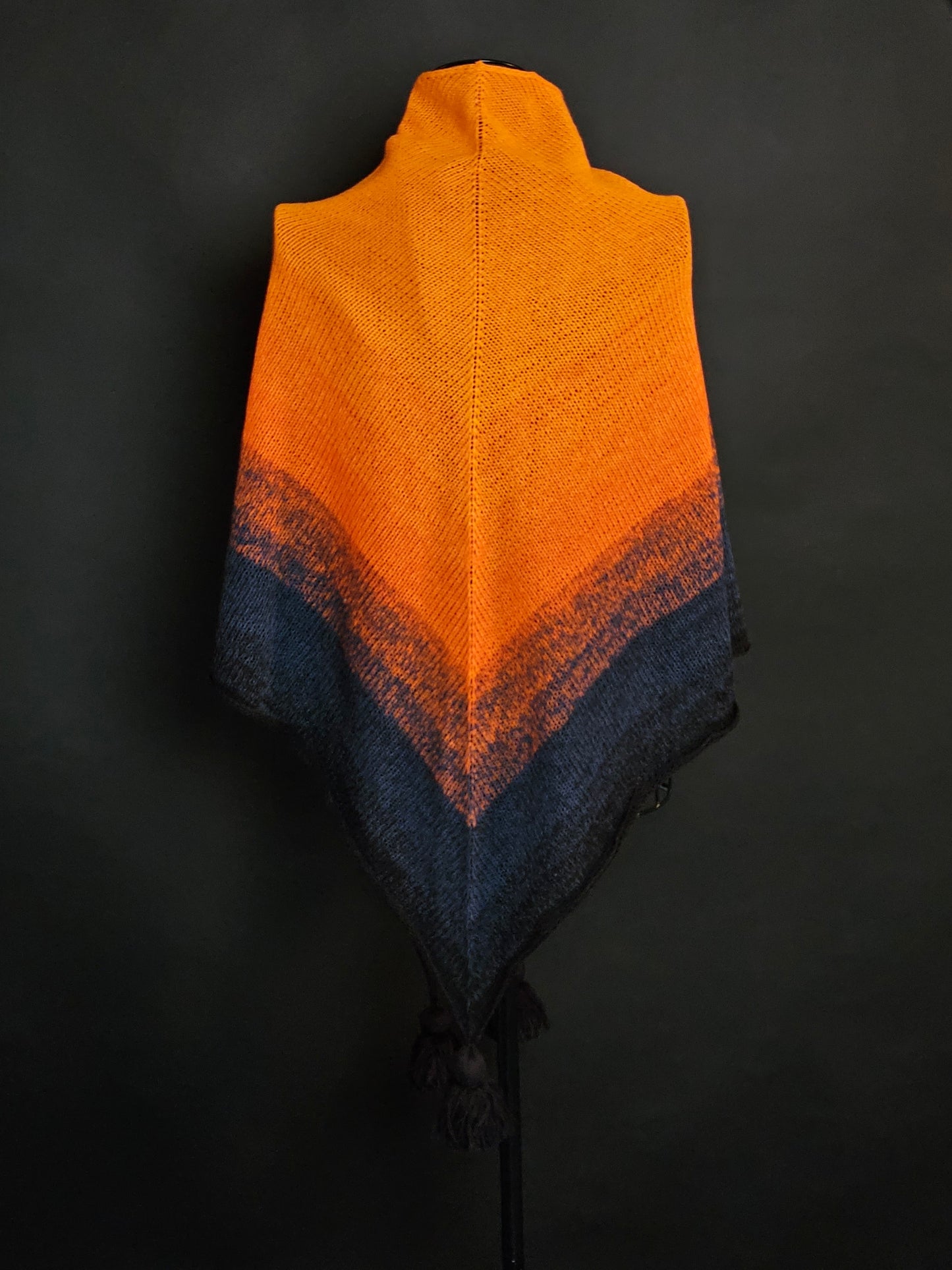 Large triangle handknitted shawl "Embers"