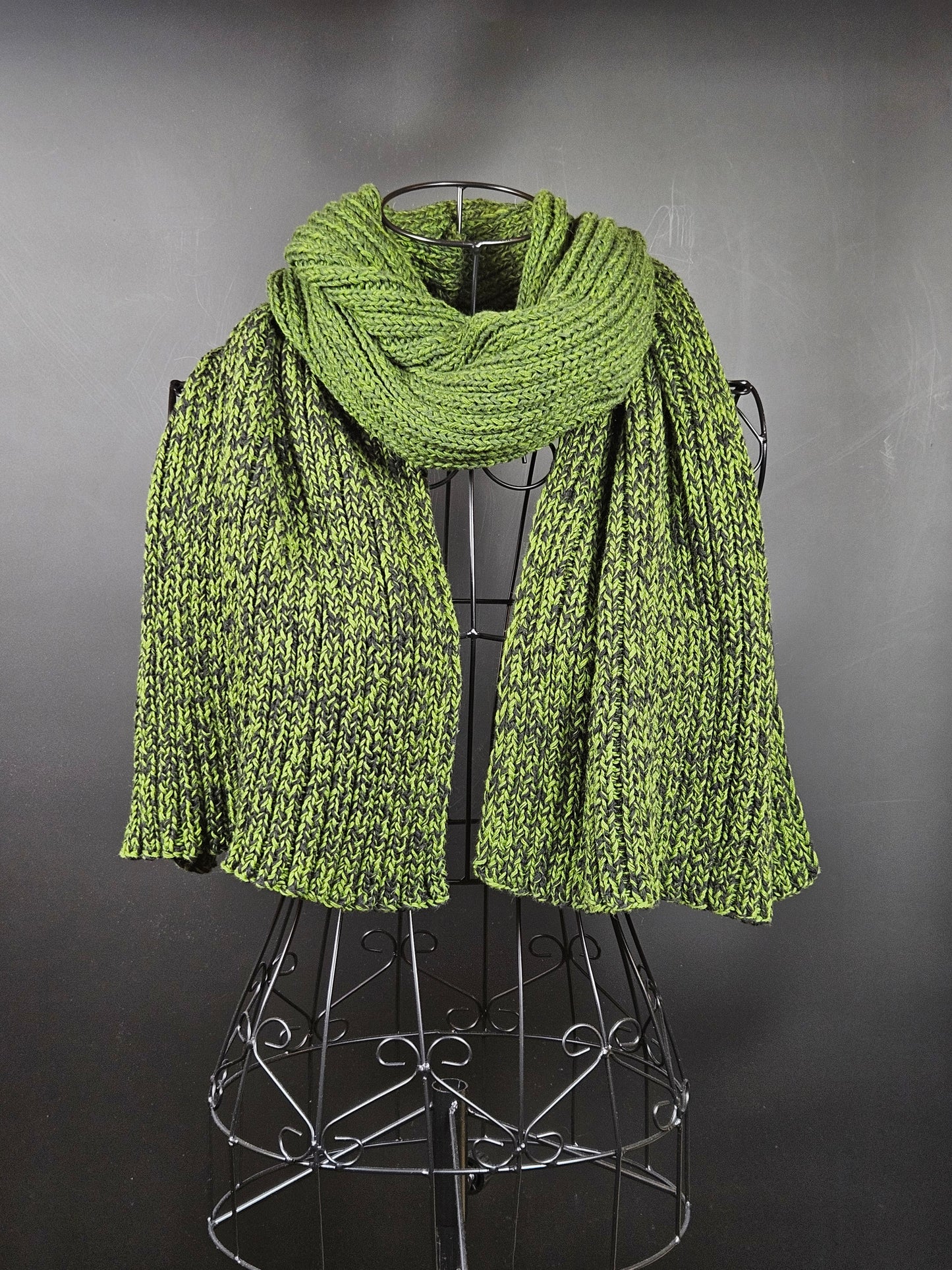 Extra long and wide handcrafted cotton scarf "Irish Moss" 100% organic cotton
