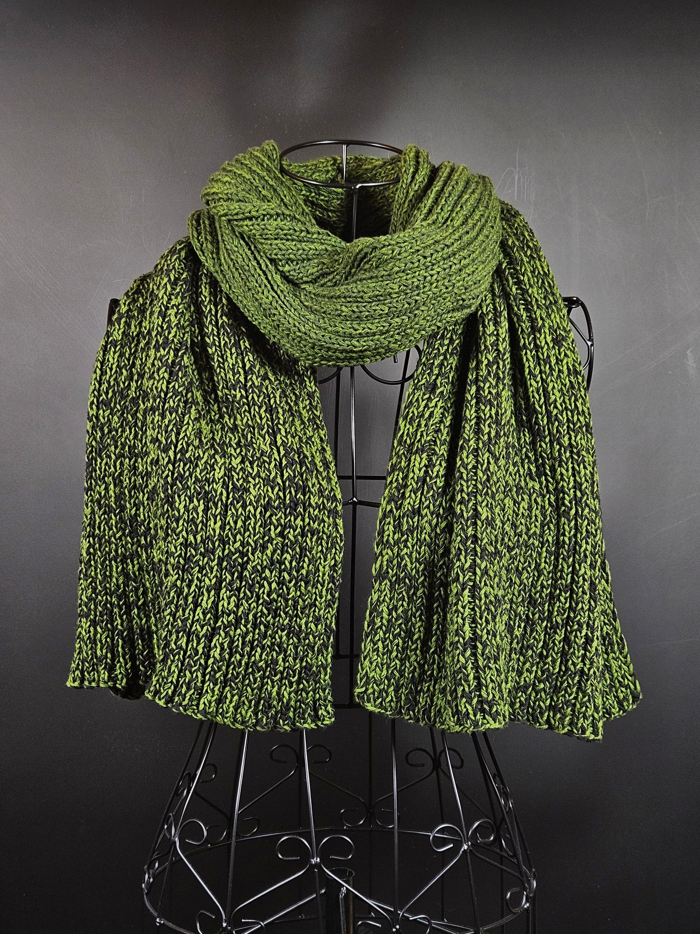 Extra long and wide handcrafted cotton scarf "Irish Moss" 100% organic cotton