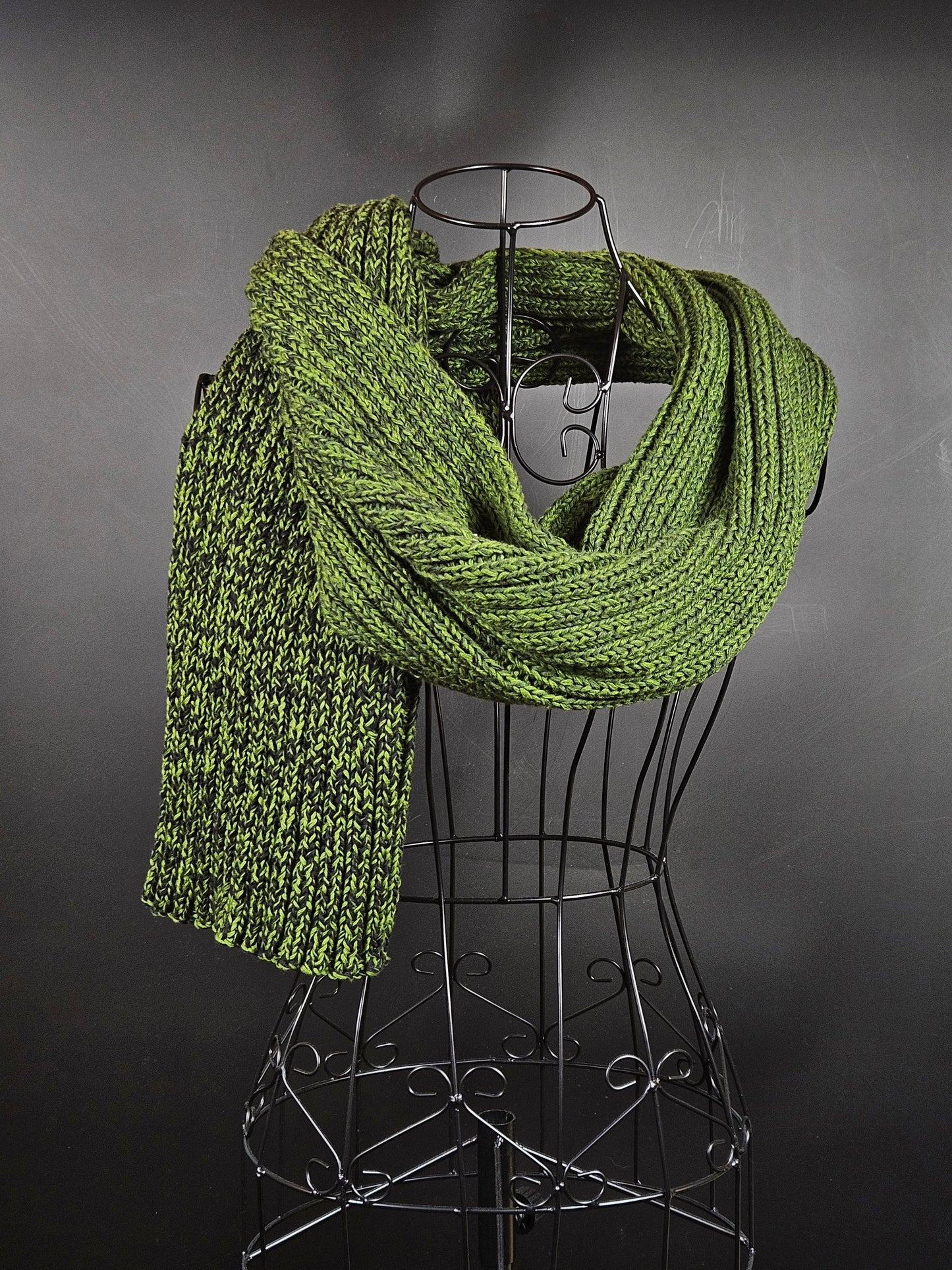 Extra long and wide handcrafted cotton scarf "Irish Moss" 100% organic cotton