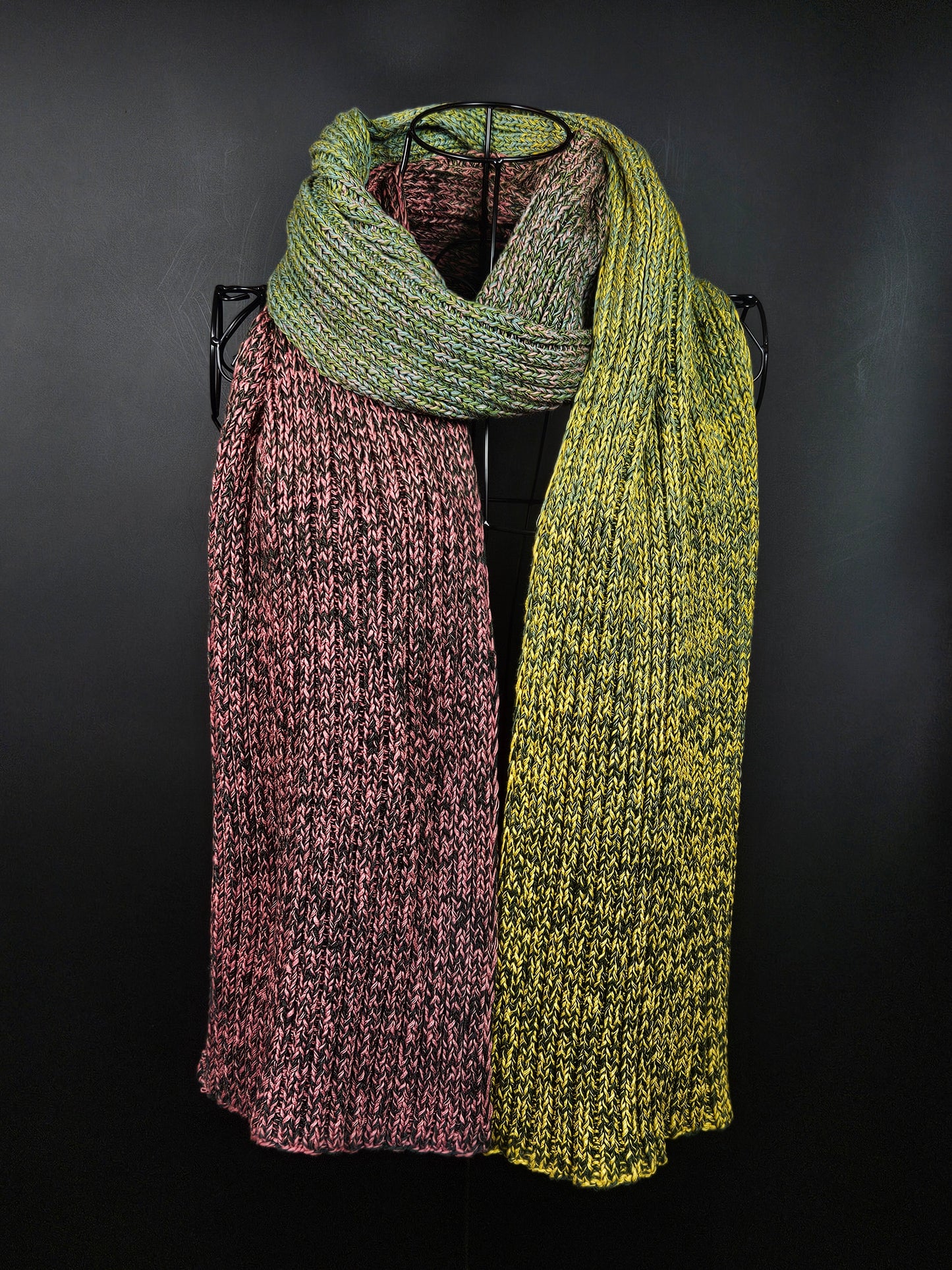 Extra long handcrafted cotton scarf "Inverness's Spring" 100% organic cotton