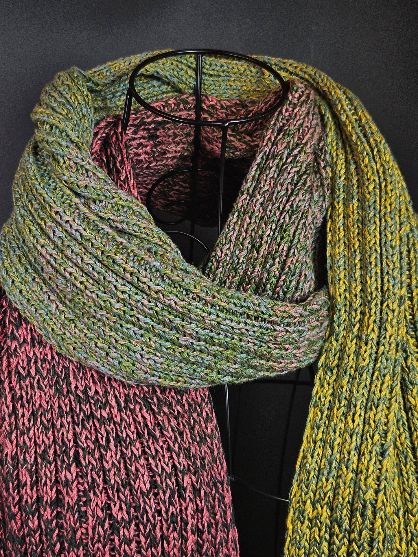 Extra long handcrafted cotton scarf "Inverness's Spring" 100% organic cotton