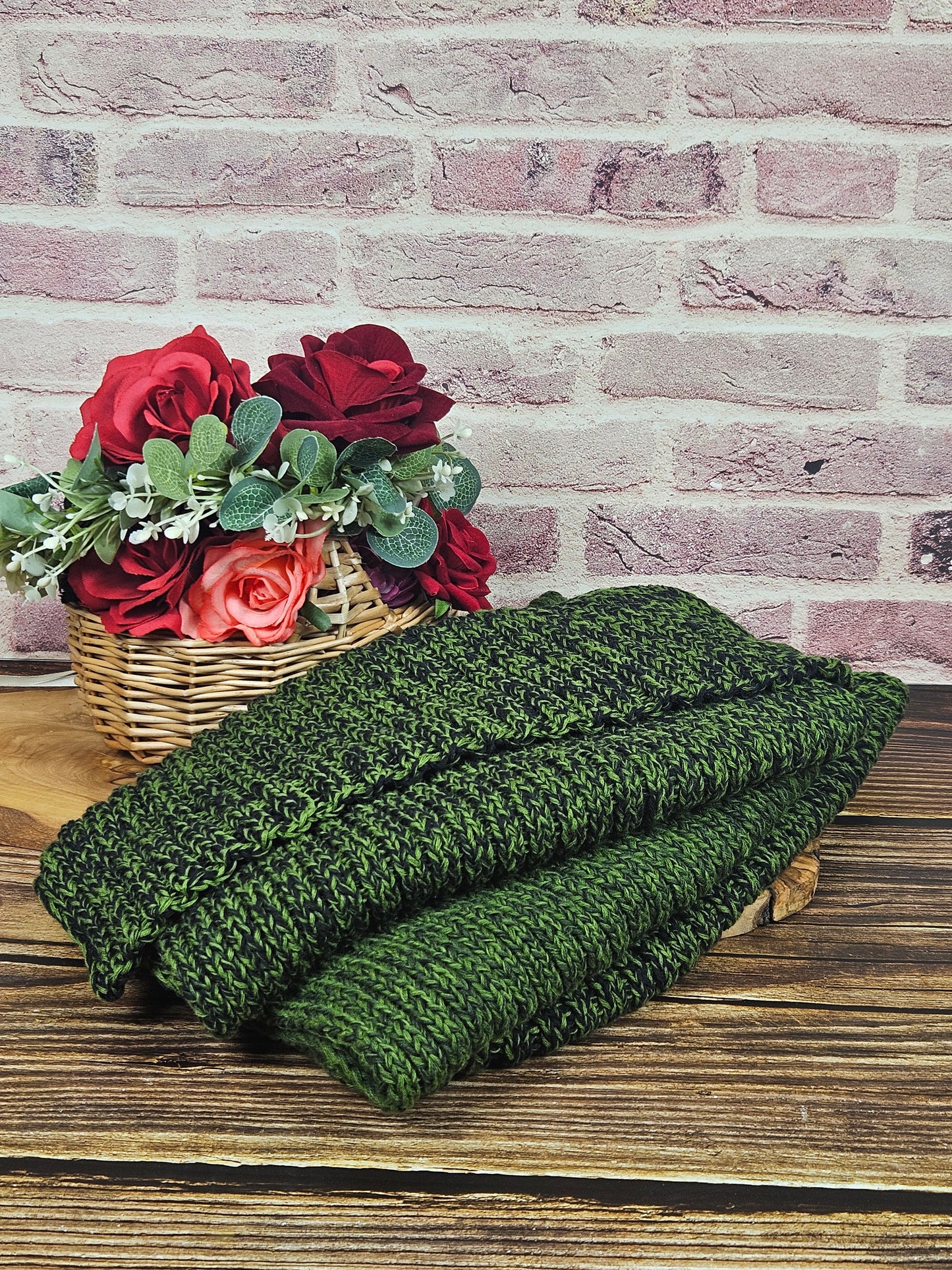 Extra long and wide handcrafted cotton scarf "Irish Moss" 100% organic cotton