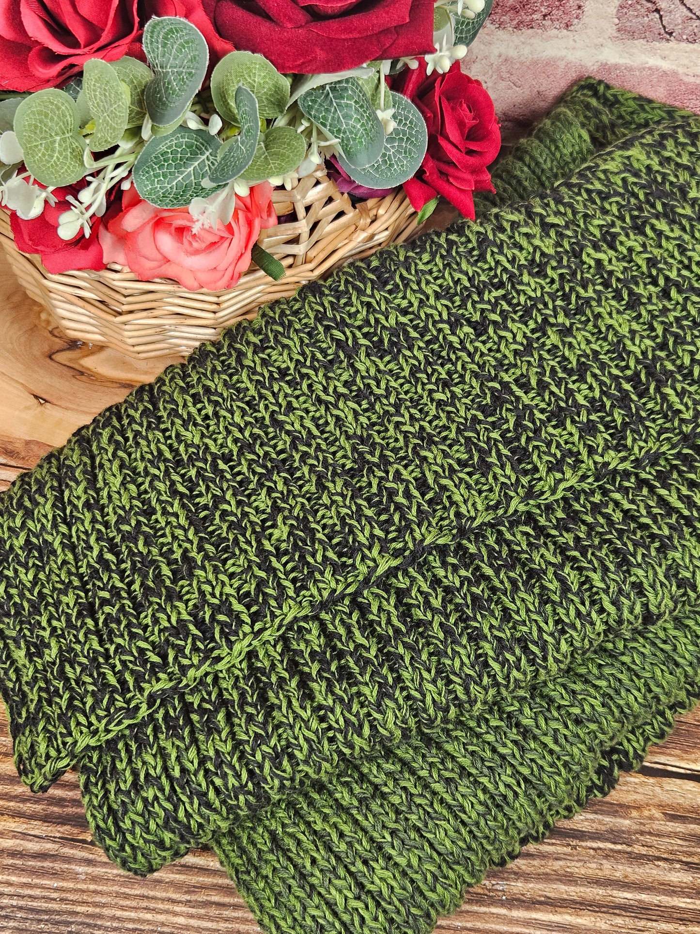 Extra long and wide handcrafted cotton scarf "Irish Moss" 100% organic cotton