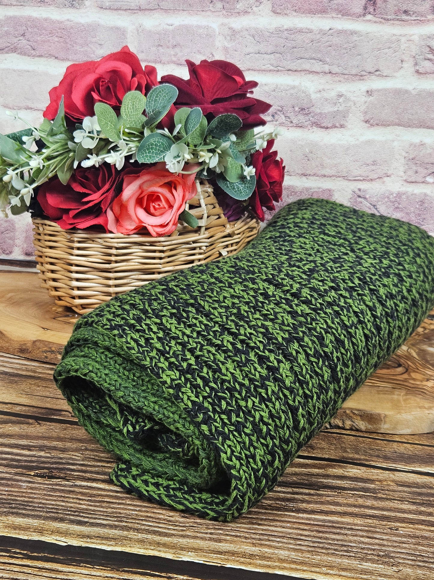 Extra long and wide handcrafted cotton scarf "Irish Moss" 100% organic cotton