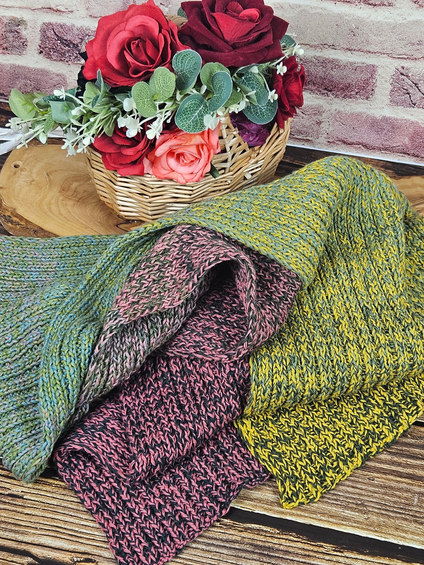 Extra long handcrafted cotton scarf "Inverness's Spring" 100% organic cotton