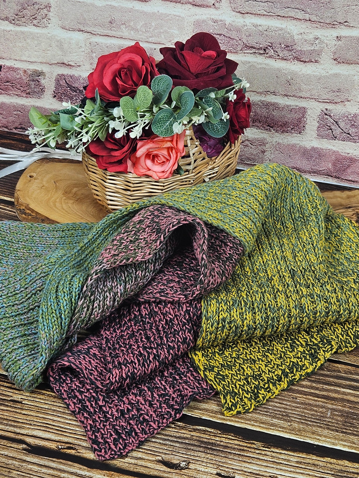Extra long handcrafted cotton scarf "Inverness's Spring" 100% organic cotton
