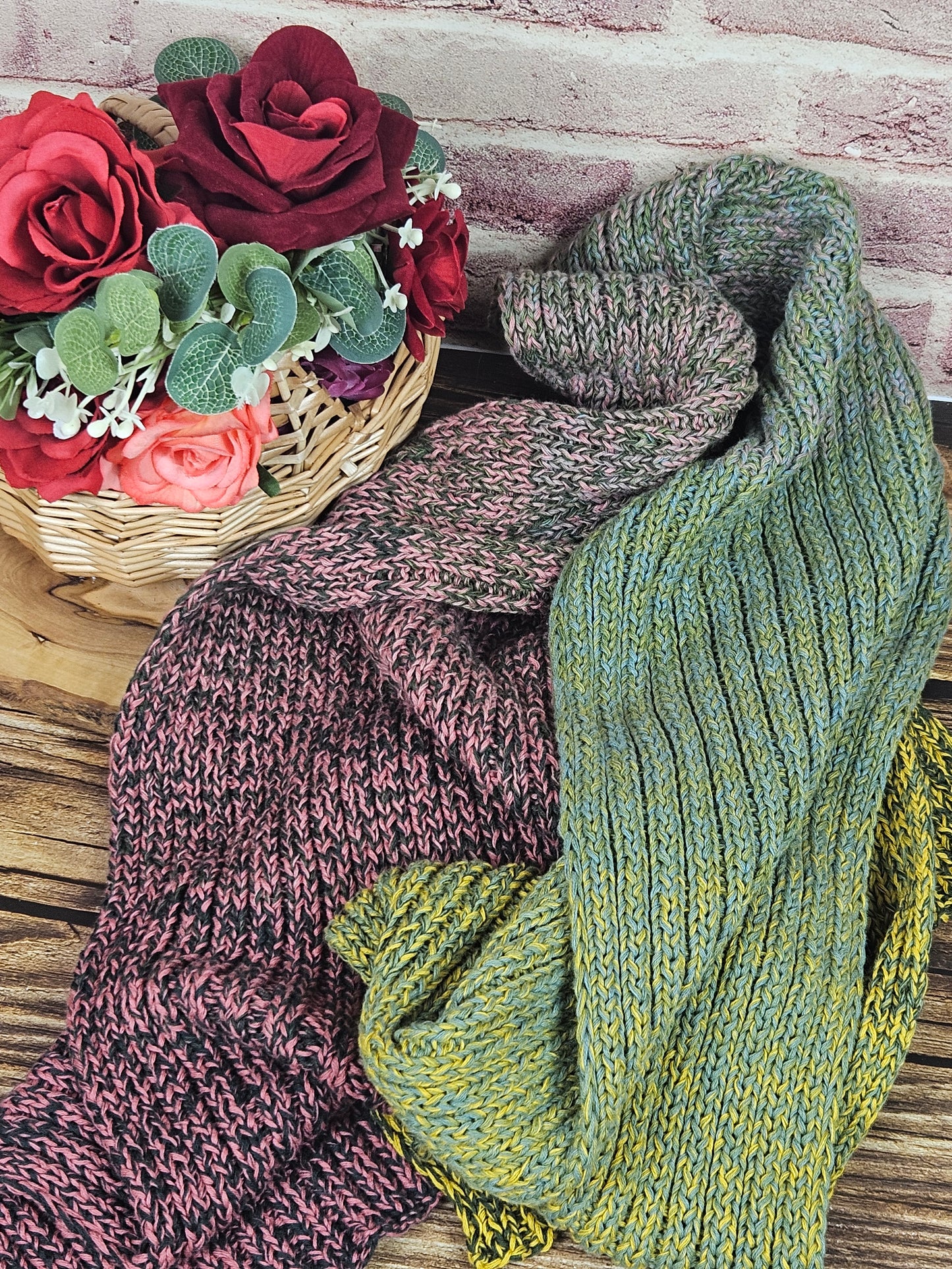 Extra long handcrafted cotton scarf "Inverness's Spring" 100% organic cotton