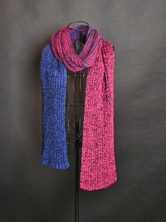 Extra long handcrafted cotton scarf "Duality" 100% organic cotton