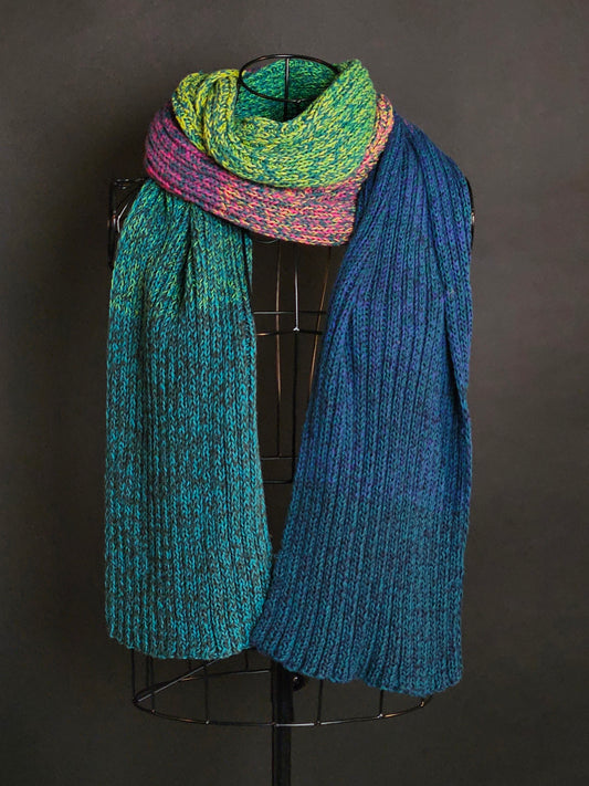 Extra long handcrafted cotton scarf "Northern Lights" 100% organic cotton