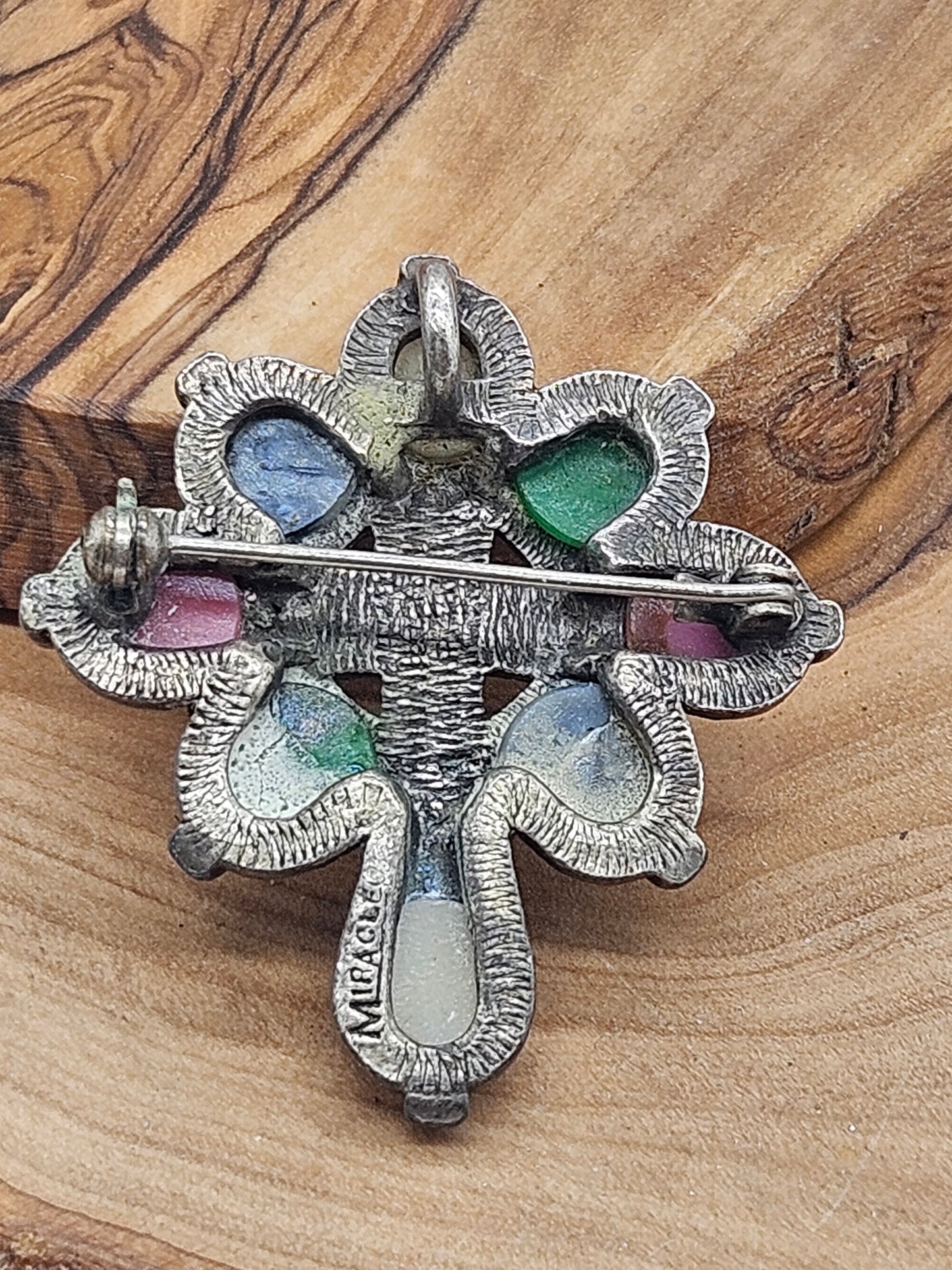 Vintage Scottish Brooch/Pendant Celtic Cross with Stone inserts, VGC, L1099